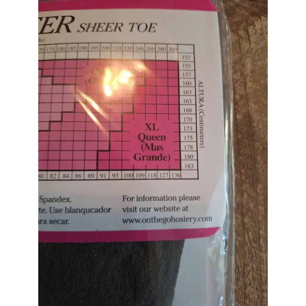2/On the Go Ultra Sheer Offblack Pantyhose Sz XL Queen 2/ Knee Highs Nude One Sz